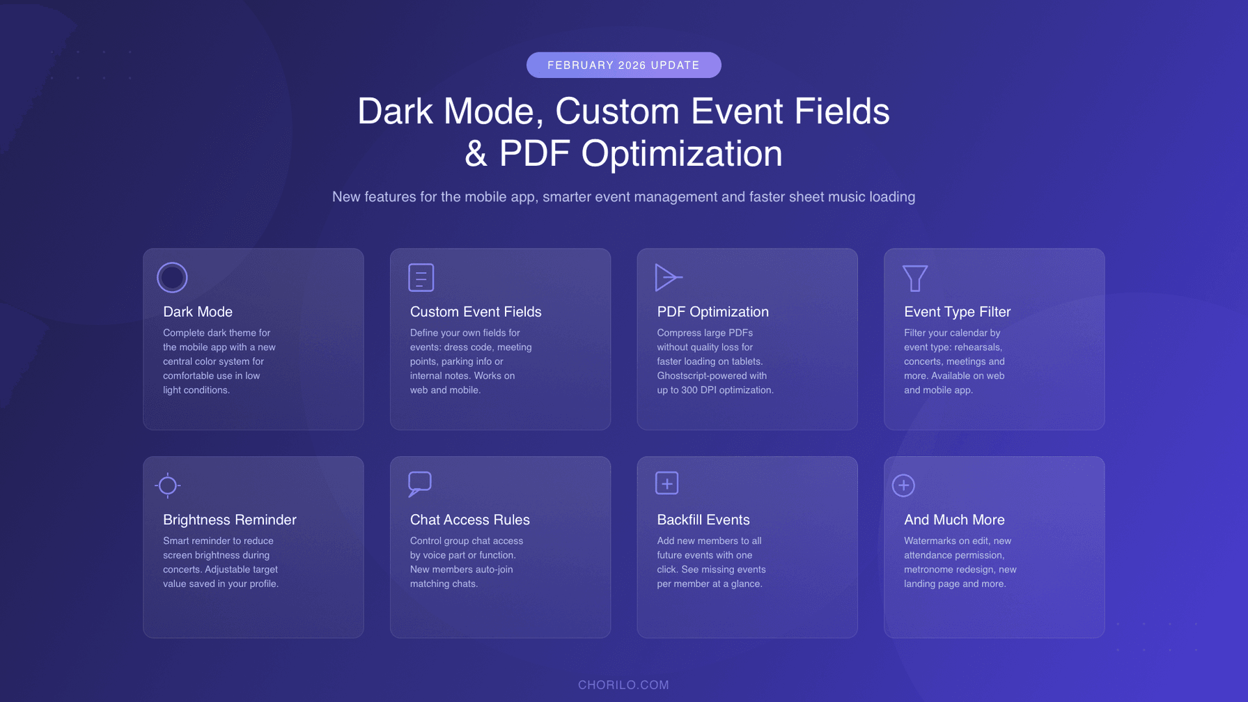 Februar-Update: Dark Mode, benutzerdefinierte Termin-Felder und PDF-Optimierung